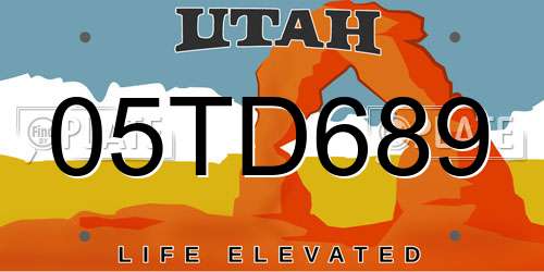 05TD689 Utah License Plate
