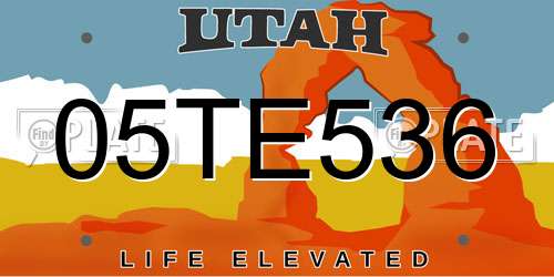 05TE536 Utah License Plate