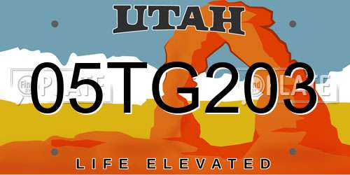 05TG203 Utah License Plate