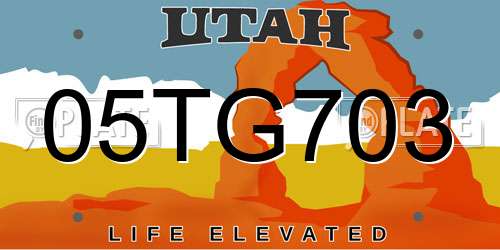05TG703 Utah License Plate