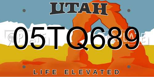 05TQ689 Utah License Plate
