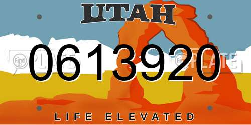 0613920 Utah License Plate