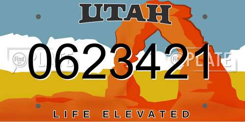 0623421 Utah License Plate