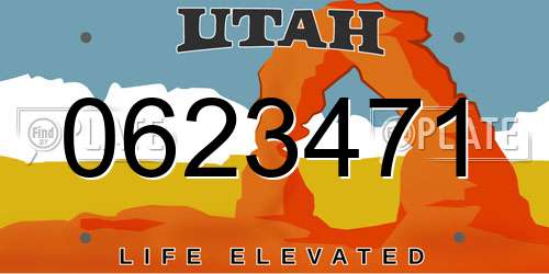 0623471 Utah License Plate