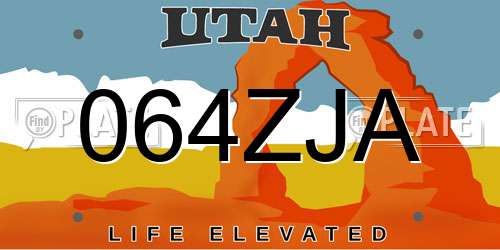 064ZJA Utah License Plate