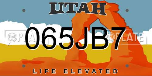 065JB7 Utah License Plate