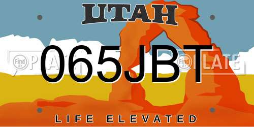 065JBT Utah License Plate