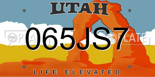 065JS7 Utah License Plate