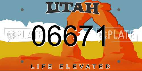 06671 Utah License Plate