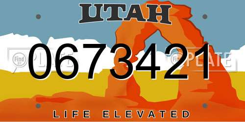 0673421 Utah License Plate