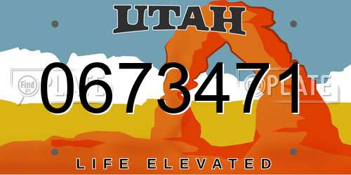 0673471 Utah License Plate