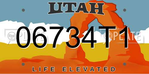06734T1 Utah License Plate