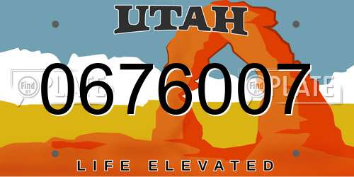 0676007 Utah License Plate
