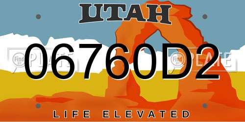 06760D2 Utah License Plate