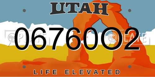 06760O2 Utah License Plate