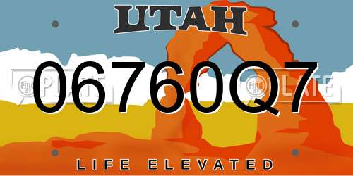 06760Q7 Utah License Plate