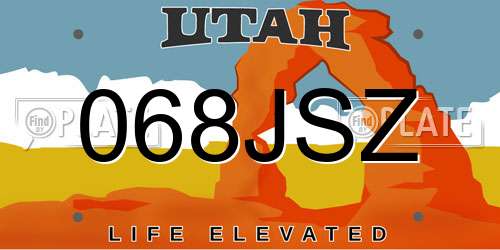 068JSZ Utah License Plate