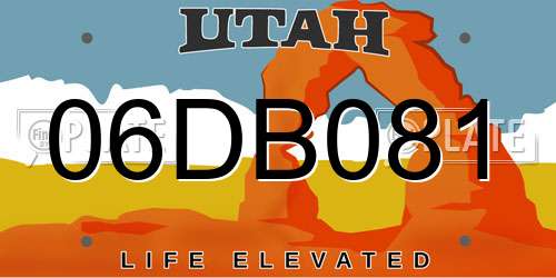 06DB081 Utah License Plate