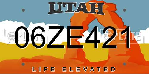 06ZE421 Utah License Plate