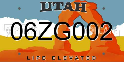 06ZG002 Utah License Plate