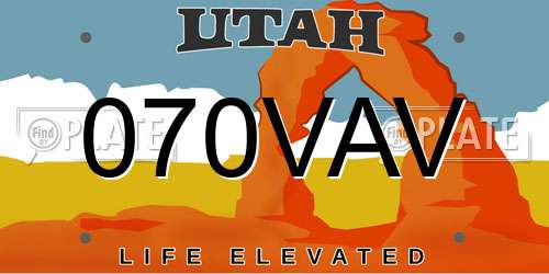070VAV Utah License Plate