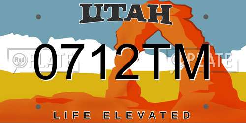 0712TM Utah License Plate