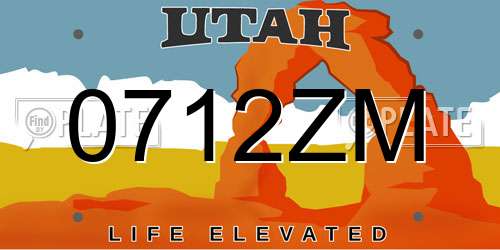 0712ZM Utah License Plate
