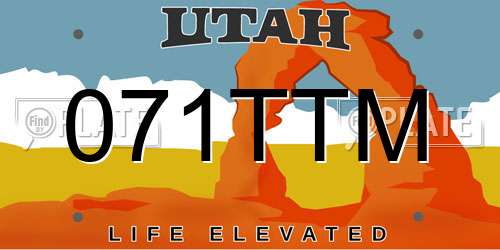 071TTM Utah License Plate