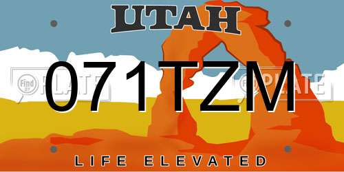 071TZM Utah License Plate
