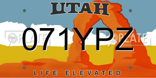 071YPZ Utah License Plate