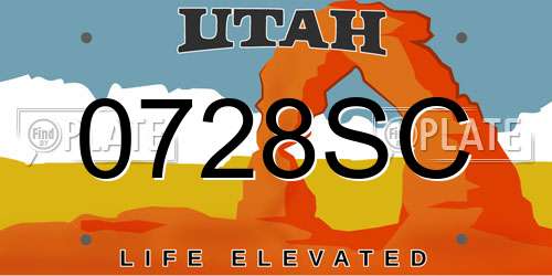 0728SC Utah License Plate