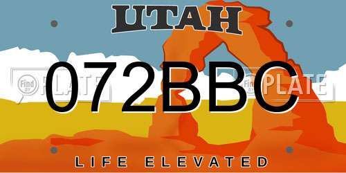 072BBC Utah License Plate
