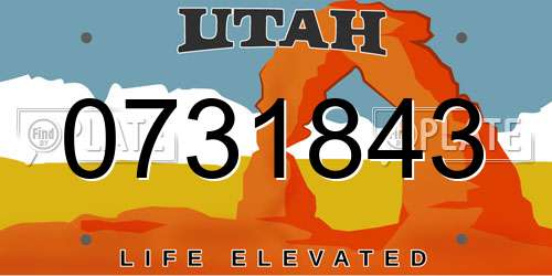 0731843 Utah License Plate