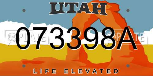 073398A Utah License Plate