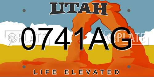 0741AG Utah License Plate