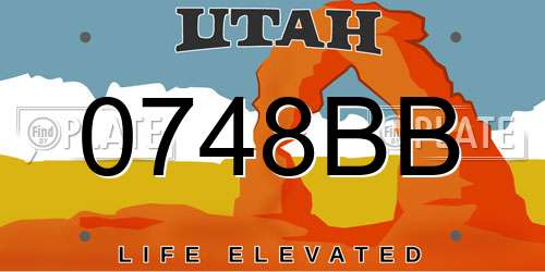 0748BB Utah License Plate