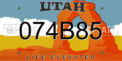 074B85 Utah License Plate