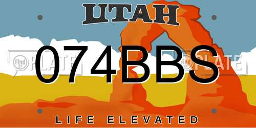 074BBS Utah License Plate