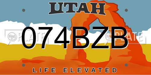 074BZB Utah License Plate