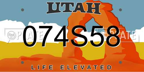 074S58 Utah License Plate