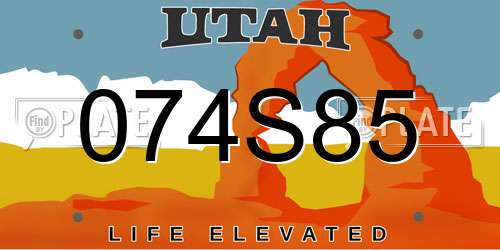 074S85 Utah License Plate