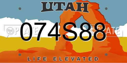 074S88 Utah License Plate