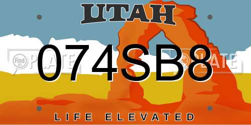 074SB8 Utah License Plate