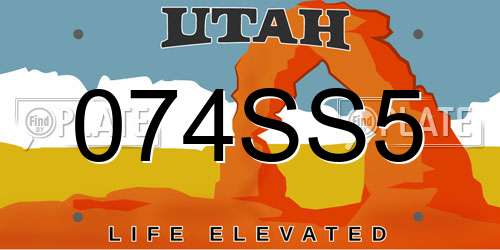 074SS5 Utah License Plate