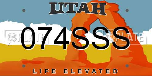 074SSS Utah License Plate