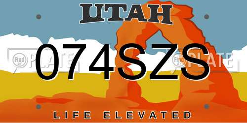 074SZS Utah License Plate