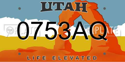 0753AQ Utah License Plate