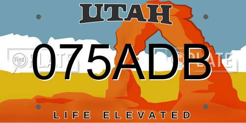 075ADB Utah License Plate