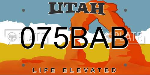 075BAB Utah License Plate