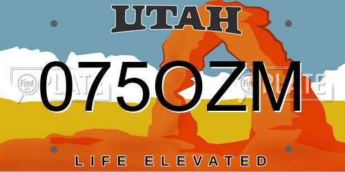 075OZM Utah License Plate